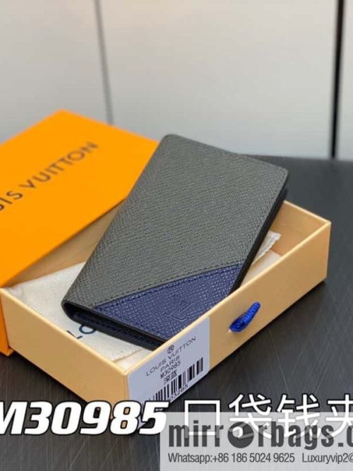 [Original single boutique] M30985 dark blue, full leather card holder wallet series, pocket wallet