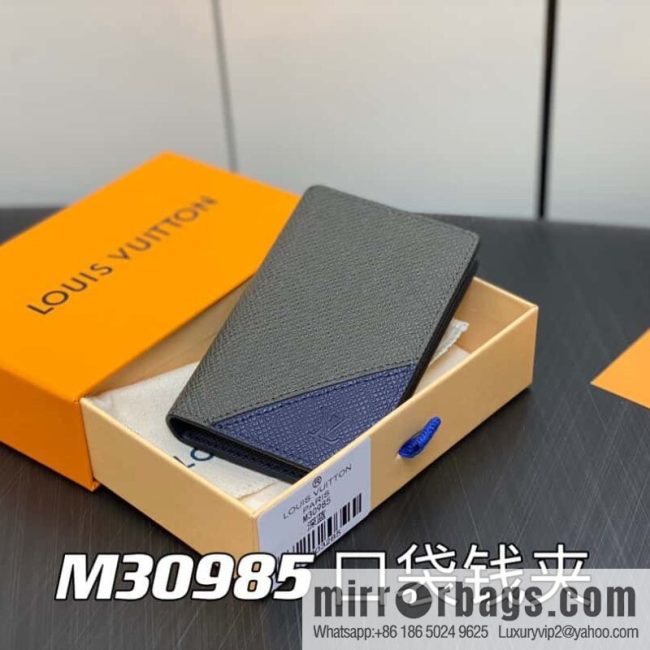 [Original single boutique] M30985 dark blue, full leather card holder wallet series, pocket wallet