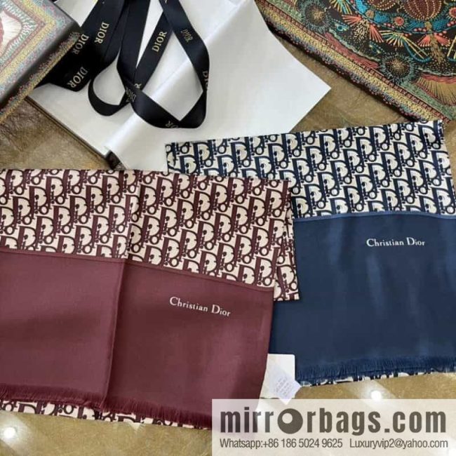 Dior 100% silk MITZAH \"TOILE OBLIQUE\" twill silk towel