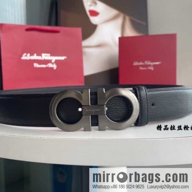 Ferragam Ferragamo, double-sided with a delicate first-layer cowhide 3.5cm belt - Image 4
