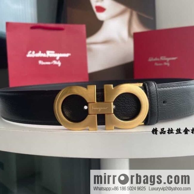 Ferragam Ferragamo, double-sided with a delicate first-layer cowhide 3.5cm belt - Image 3