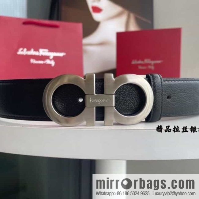 Ferragam Ferragamo, double-sided with a delicate first-layer cowhide 3.5cm belt - Image 2