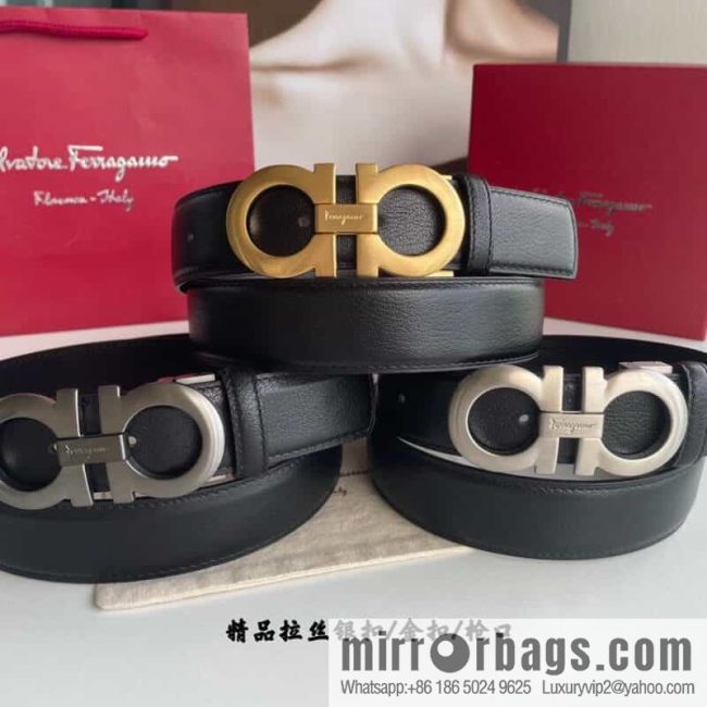 Ferragam Ferragamo, double-sided with a delicate first-layer cowhide 3.5cm belt