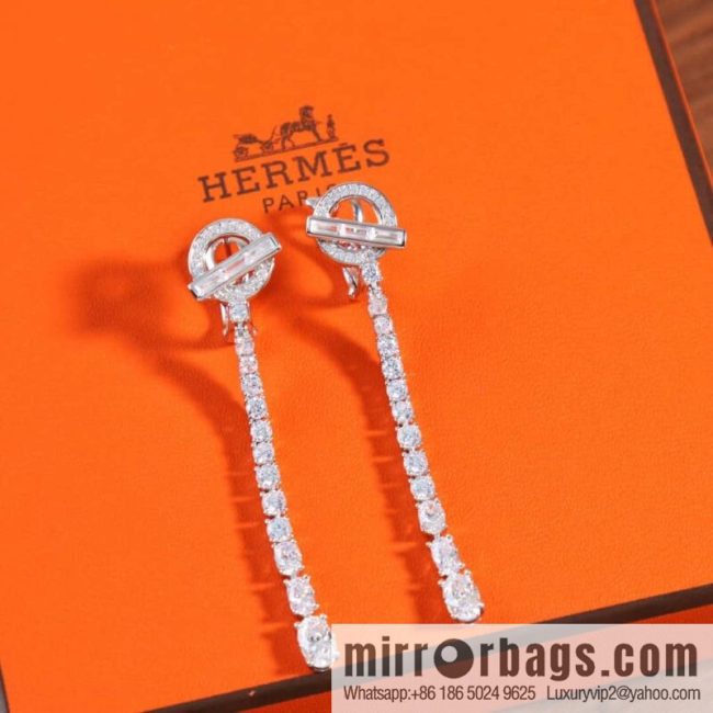 ❤️New ☑️ Hermès HERMES full diamond OT stud earrings