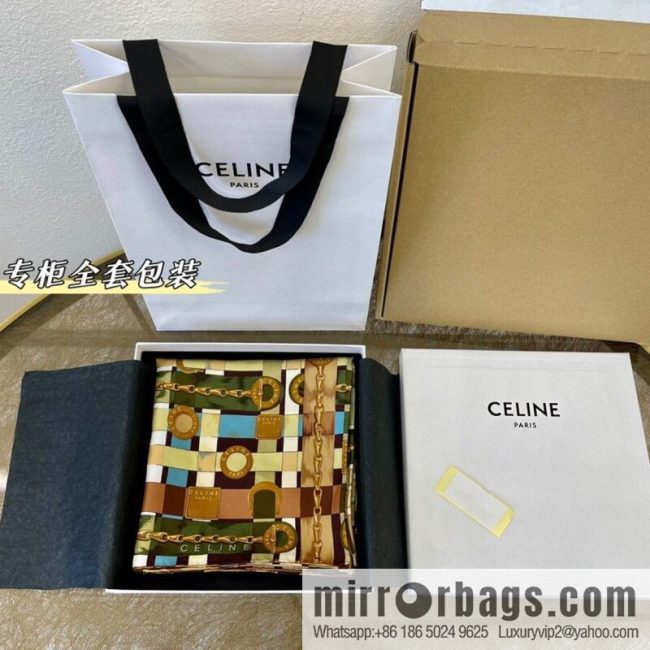 CELINE 100% silk medieval silk scarf