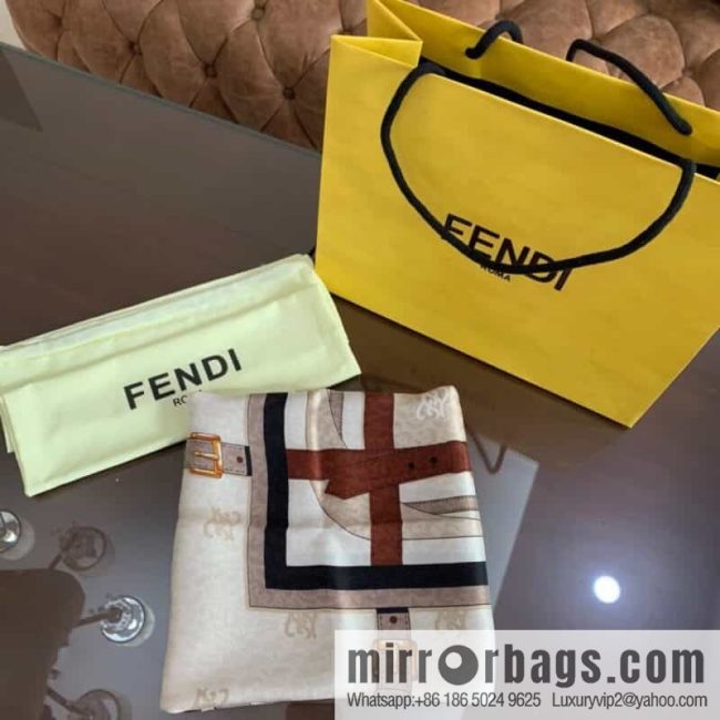 FENDI 100% Sand Washed Silk Karligraphy Scarf - Image 2
