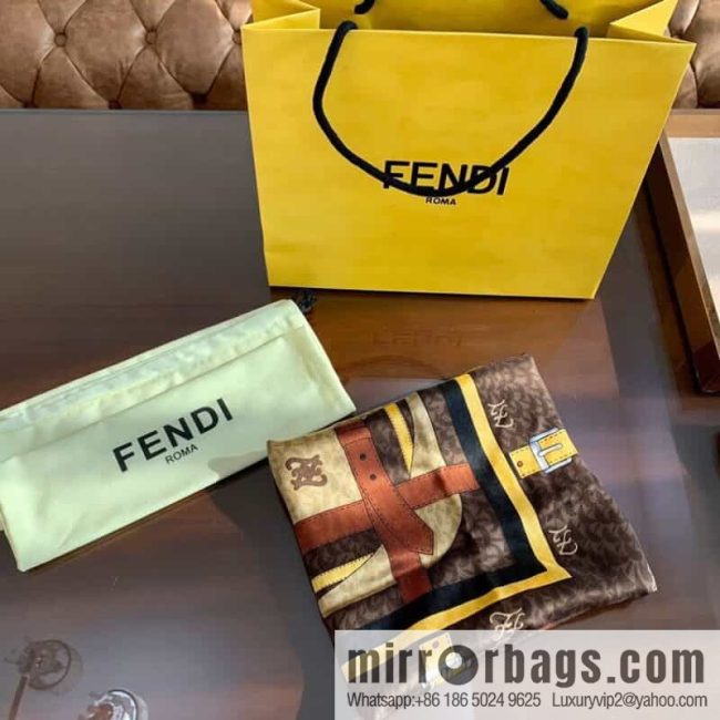 FENDI 100% Sand Washed Silk Karligraphy Scarf - Image 3