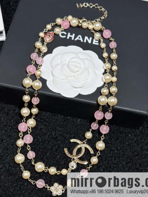 ❗️New ❗️ Chanel necklace sweater chain ☀️ new ☑️ Chanel double c pink bead pearl necklace sweater chain ☀️