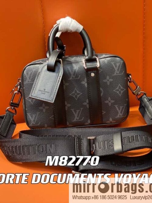 [Original order boutique] M82770 black flower mini men\'s bag briefcase series NANO PORTE DOCUMENTS VOYAGE handbag