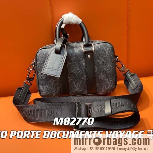 [Original order boutique] M82770 black flower mini men\'s bag briefcase series NANO PORTE DOCUMENTS VOYAGE handbag