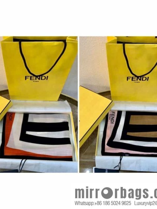 FENDI Fendi top herringbone silk cashmere square scarf