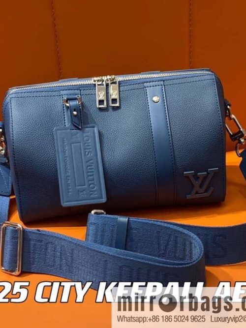 [Original order boutique] M23725 dark blue, full leather men\'s bag pillow bag series CITY KEEPALL AER handbag M22486 57082 M23725 City Keepall handbag