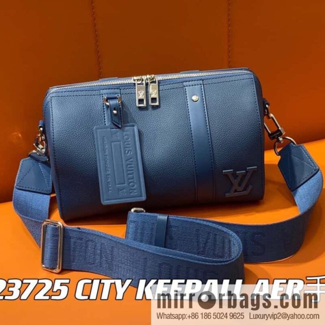 [Original order boutique] M23725 dark blue, full leather men\'s bag pillow bag series CITY KEEPALL AER handbag M22486 57082 M23725 City Keepall handbag