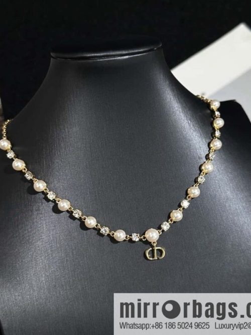 New ☑️ DIOR Dior full diamond CD pearl necklace