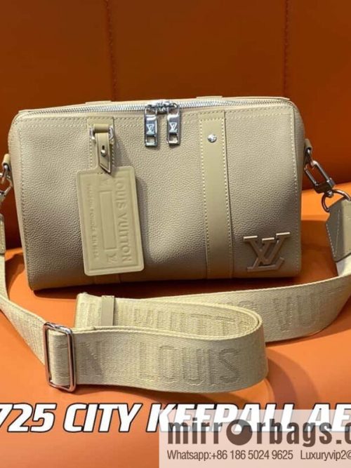 [Original order boutique] M23725 apricot, full leather men\'s bag pillow bag series CITY KEEPALL AER handbag M22486 57082 M23725 City Keepall handbag
