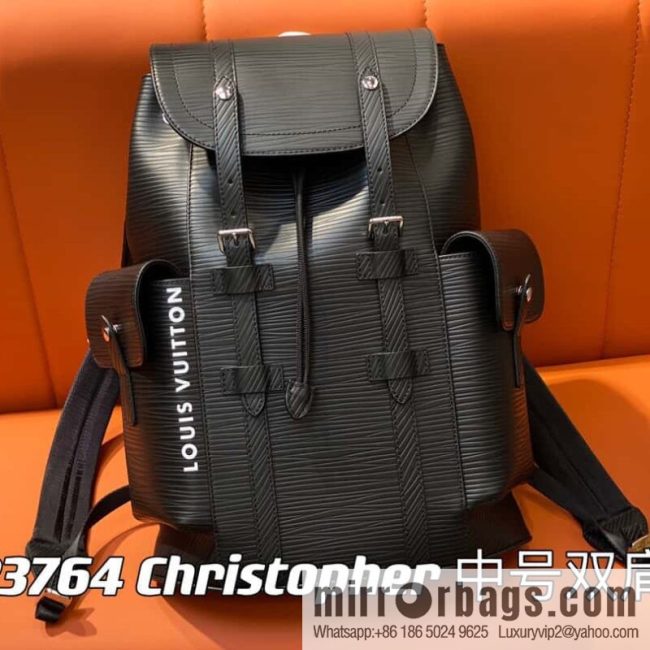 [Original single boutique] M23764 black letters, full leather epi backpack series Christopher medium backpack M41709