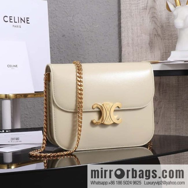 [Premium quality, all-steel hardware] CELINE 23s autumn and winter new products | COLLEGE TRIOMPHE bright cow leather (fabric) chain strap handbag number: 113583 Arc de Triomphe autumn new