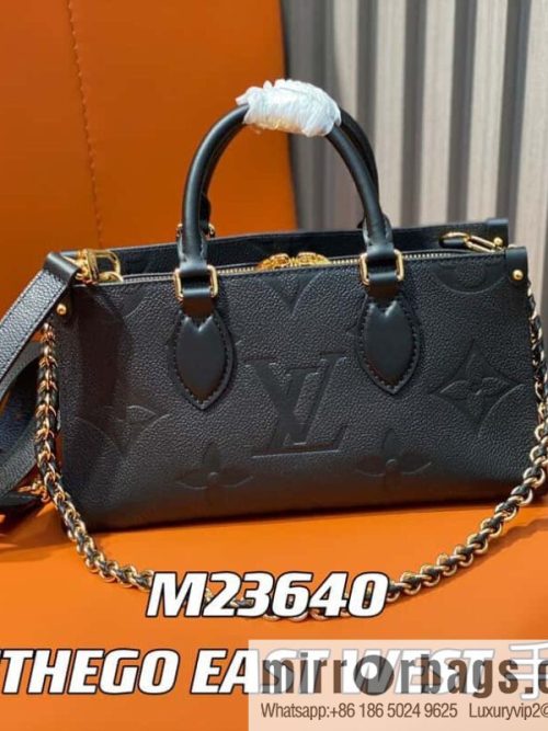 [Original single boutique] M23640 black full leather embossed square bag series, autumn and winter new ONTHEGO EAST WEST handbag M23698