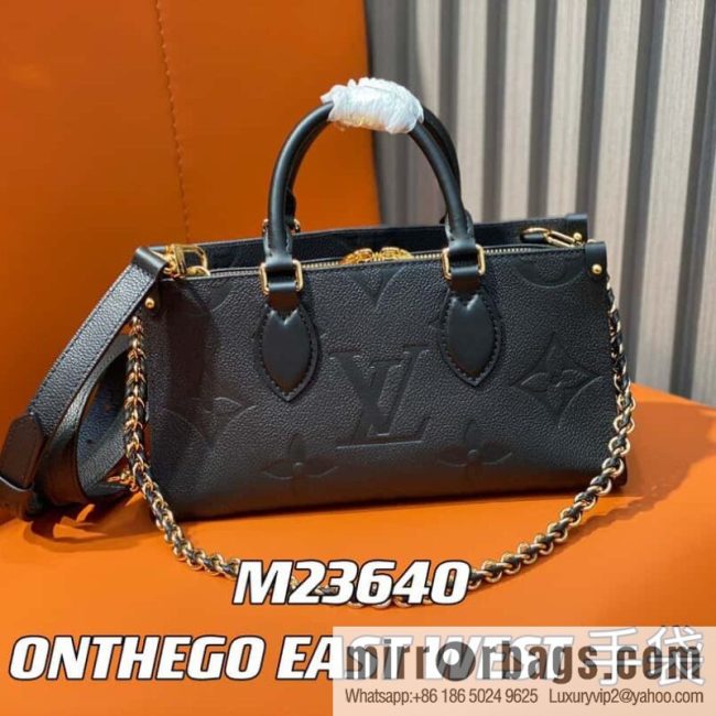 [Original single boutique] M23640 black full leather embossed square bag series, autumn and winter new ONTHEGO EAST WEST handbag M23698