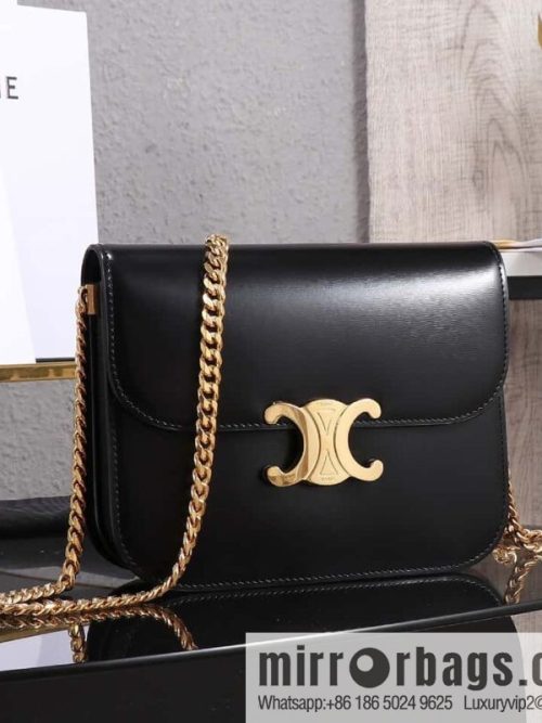 [Premium quality, all-steel hardware] CELINE 23s autumn and winter new products | COLLEGE TRIOMPHE bright cow leather (fabric) chain strap handbag number: 113583 Arc de Triomphe autumn new
