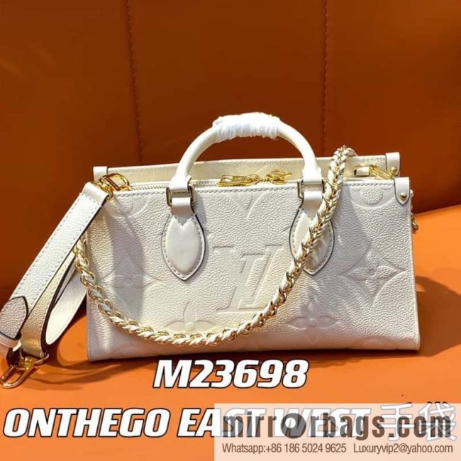 [Original order boutique] M23698 meters white, full leather embossed square bag series, autumn and winter new ONTHEGO EAST WEST handbag M23640