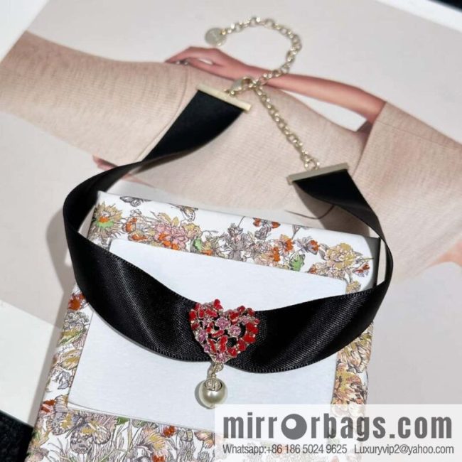 New ☑️ DIOR pearl peach heart love black rope necklace