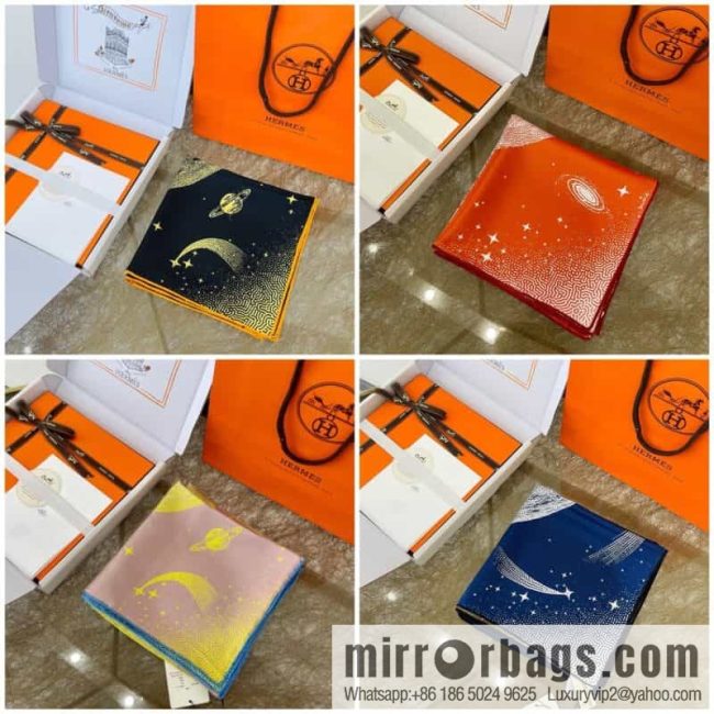 Hermes \"White Moonlight Pegasus\" double-sided silk scarf