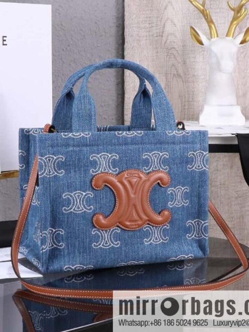 [Premium quality, original leather] CELIN-E 23s summer | CABAS THAIS denim embroidery fabric cow leather (fabric) handbag, model: 199162