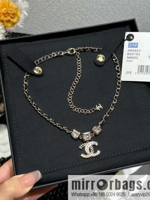 ☀️New ☑️ Chanel Double C Square Diamond Black Leather Rope Necklace