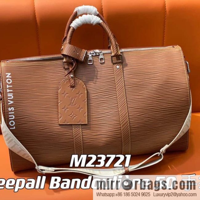 [Original order boutique] M23721 brown epi full leather travel bag series, this Keepall Bandoulière 50 handbag