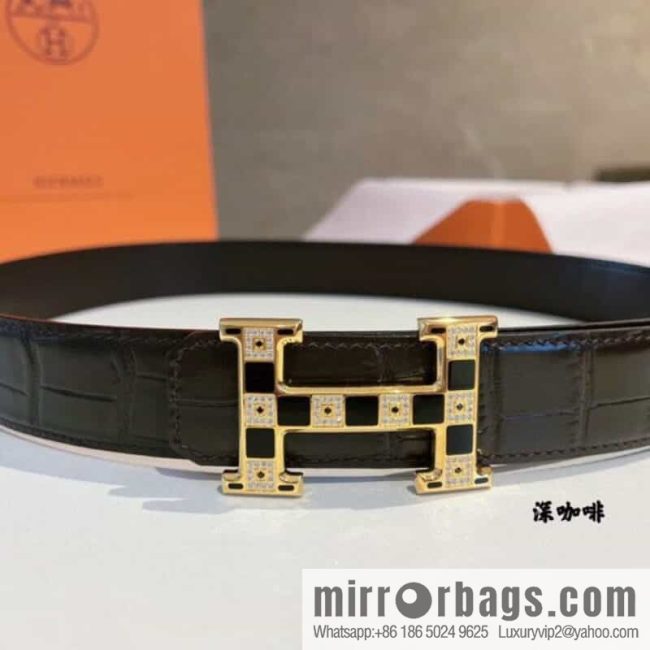 Hermes, stainless steel with Austrian crystal diamonds and resin 35mm belt - Image 3