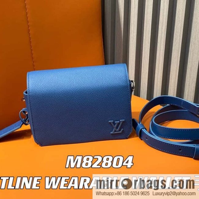 [Original order boutique] M82804 dark blue, full leather men\'s bag messenger bag series, new FASTLINE WEARABLE WALLET handbag in autumn and winter
