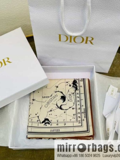 Dior Dior Constellation Pattern 100% Silk Zodiac Printed Square Towel