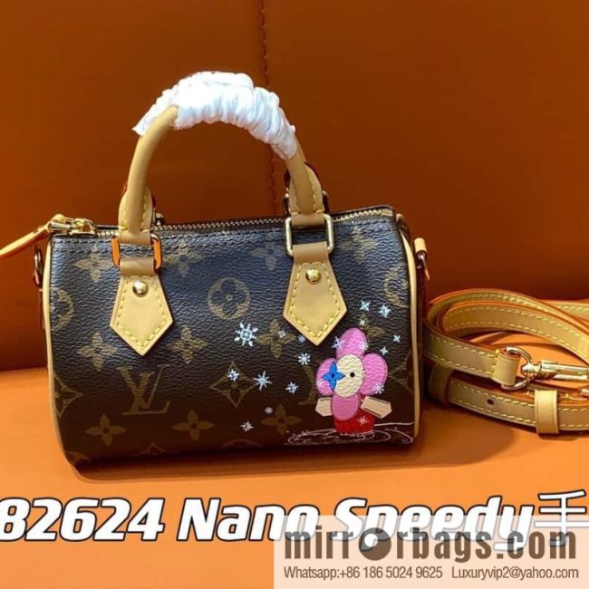 [Original single boutique] M82624 silk screen, Christmas mini pillow bag 16cm speedy series Nano Speedy handbag