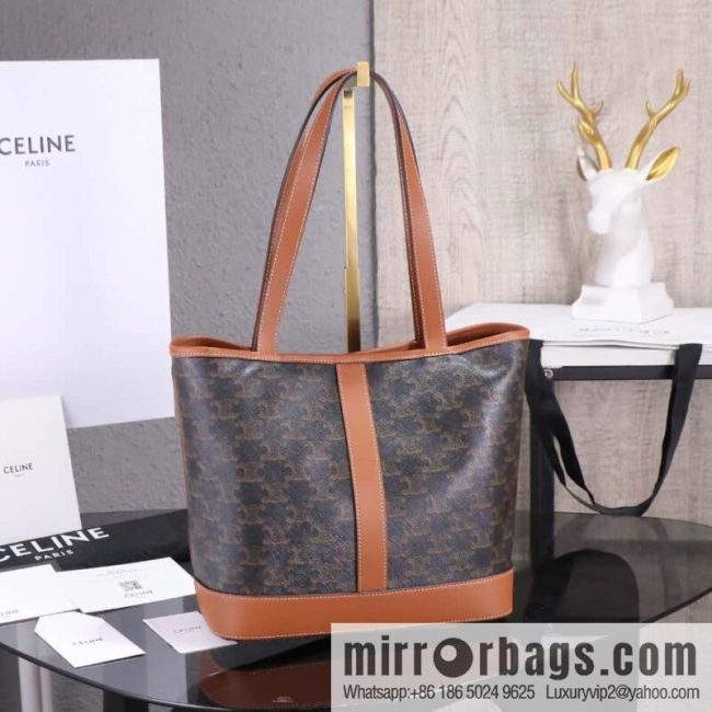 [Premium quality, all-steel hardware] CELIN_E CABAS small logo printed cow leather (fabric) handbag, number: 115082