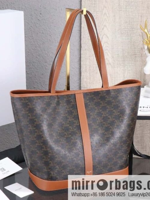 [Premium quality, all-steel hardware] CELIN_E CABAS medium logo printed cow leather (fabric) handbag, number: 115072