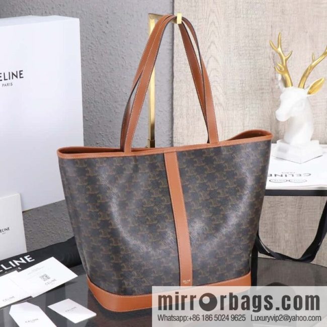 [Premium quality, all-steel hardware] CELIN_E CABAS medium logo printed cow leather (fabric) handbag, number: 115072