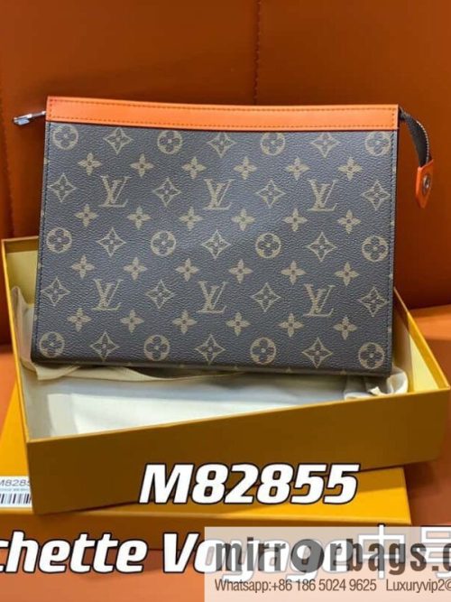 [Original single boutique] M61692 monogram orange M82855 clutch bag series Pochette Voyage medium handbag