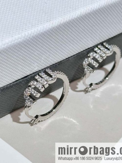 ❗️New ❗️ Original Order K MIU MIU Miu Miu Full Diamond Letter Stud Earrings