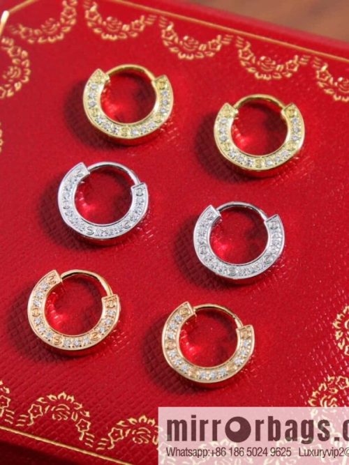 ☀Cartier Cartier new full diamond round cake stud earrings