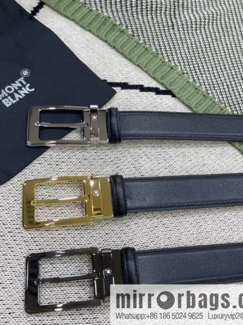 MONTBLANC\'s new black series pin buckle double-sided delicate first-layer cowhide belt