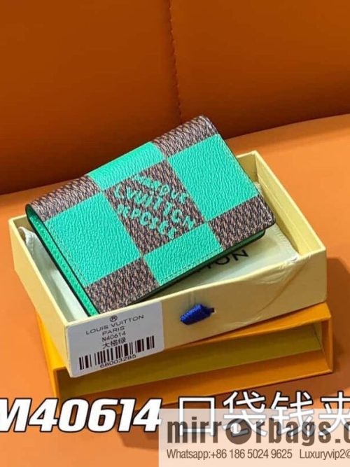 [Original order boutique] M40614 green big plaid pocket wallet