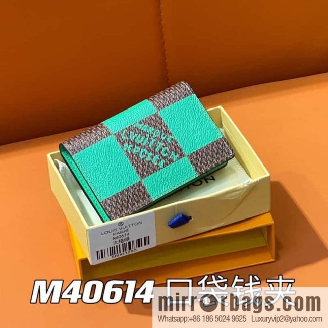 [Original order boutique] M40614 green big plaid pocket wallet