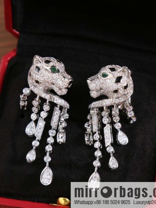 Cartier Cartier Jungle Series Full Diamond Leopard Tassel Earrings Stud Earrings