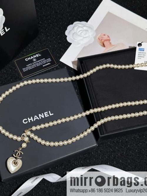 ❗️New ❗️☀️ New ☑️ Chanel Double Pearl Peach Heart Love Double C Belt Waist Chain ☀️