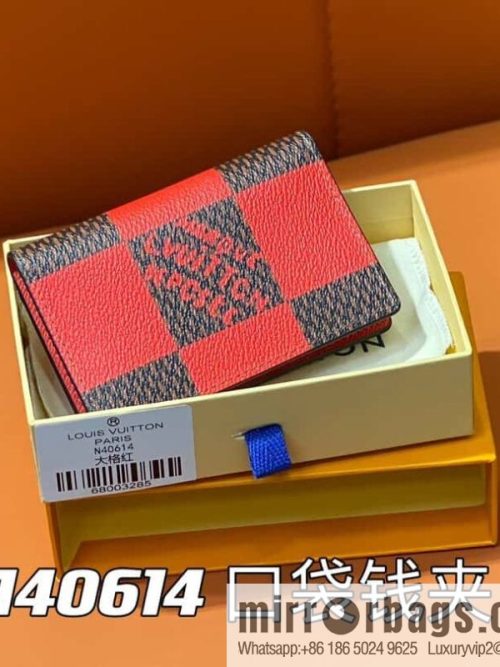 [Original order boutique] M40614 red big plaid pocket wallet