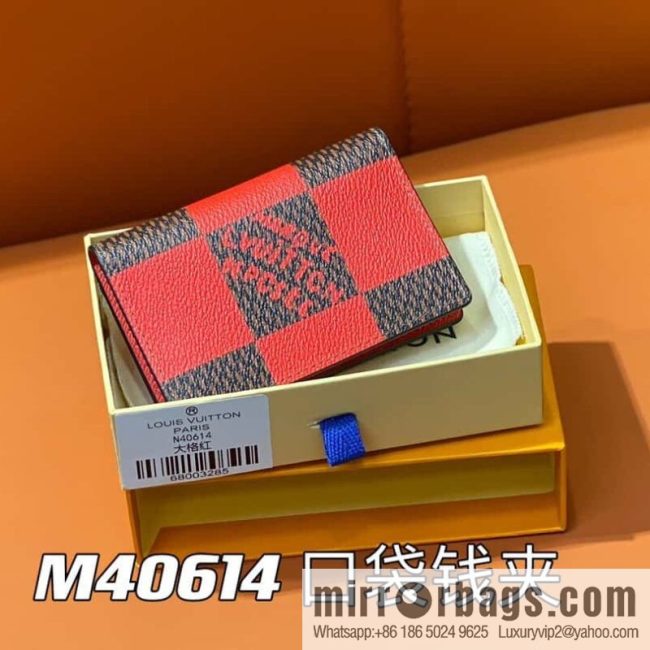 [Original order boutique] M40614 red big plaid pocket wallet