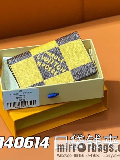 [Original single boutique] M40614 yellow large plaid pocket wallet