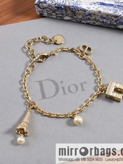 New ☑️ DIOR pearl Eiffel Tower Arc de Triomphe bracelet