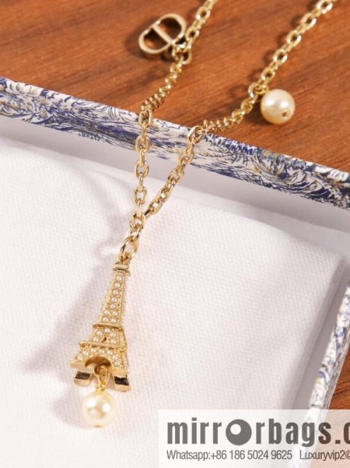 New ☑️ DIOR pearl Eiffel Tower necklace